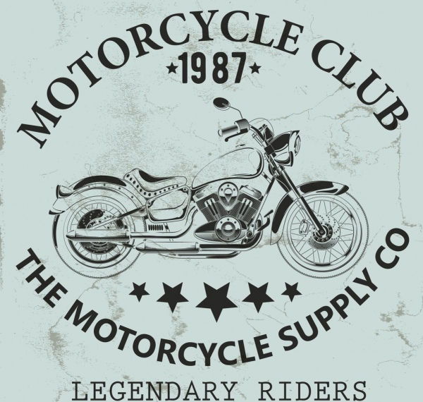 motorcycle club banner vintage design black white ornament