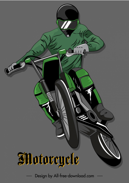 motorcycle racer icon modern dynamic 3d sketch