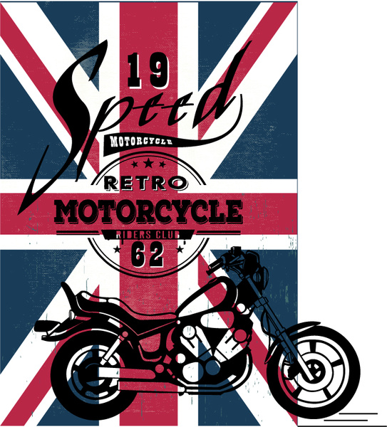 motorcycle show banner design on flag background