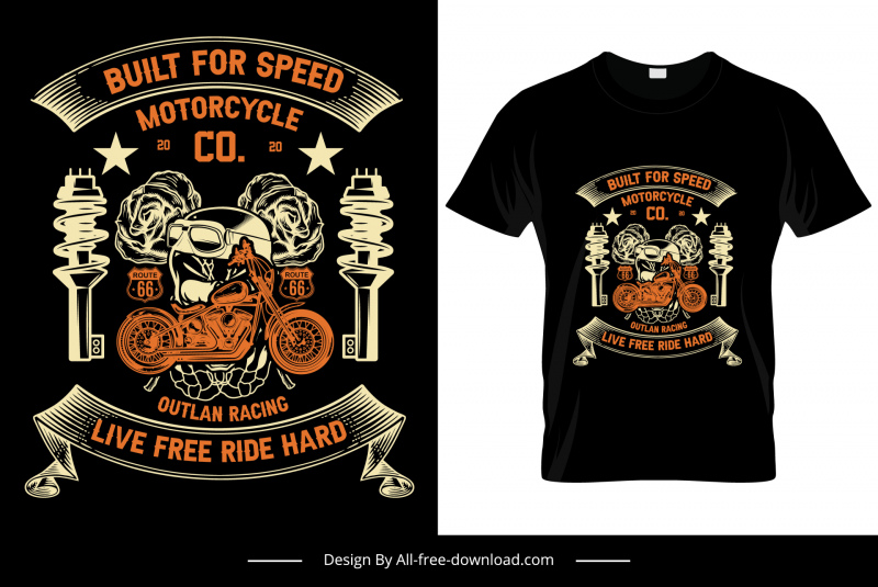 motorcycle tshirt template symmetric classical mechanical elements decor