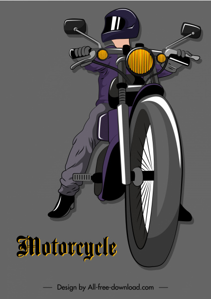 motorcyclist icon colored 3d sketch