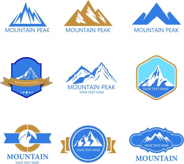 mountain logotypes various colored shapes isolation