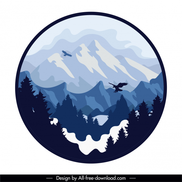 mountain view background classical design circle isolation
