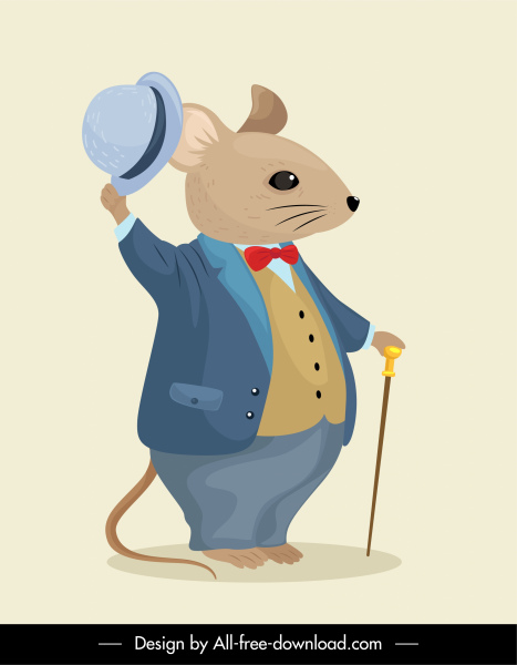 mouse cartoon character icon elegant stylized sketch