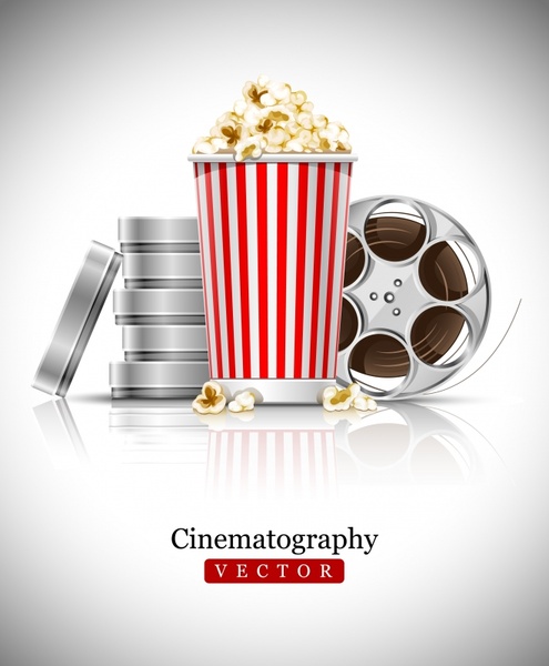 movie background popcorn strip sketch modern realistic design
