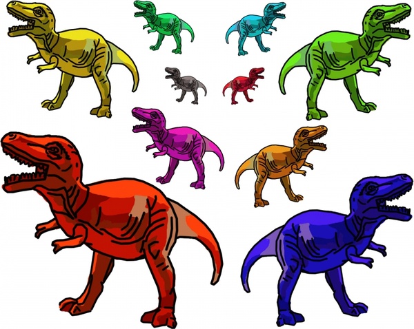 multicolor trex dinosaurs