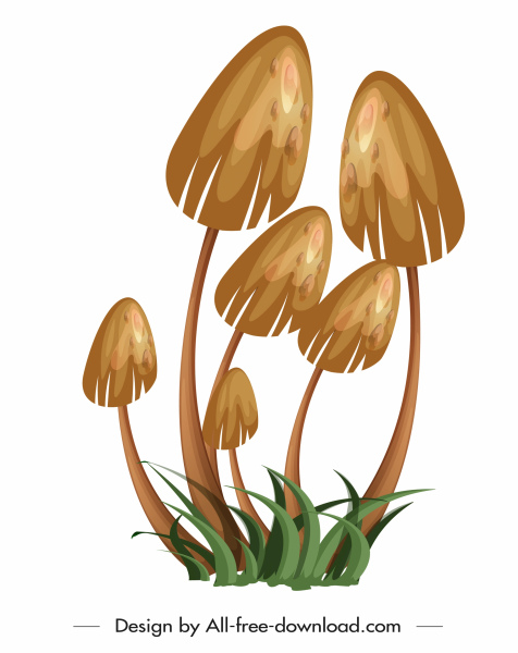 mushroom icon growing sketch shiny brown design
