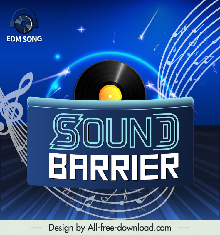 music album picture sound barrier poster template modern dynamic music notes light effect decor