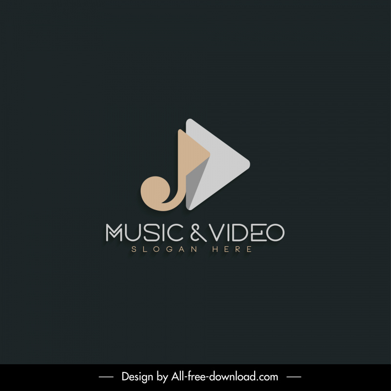 music and video logotype flat contrast music note play button sketch