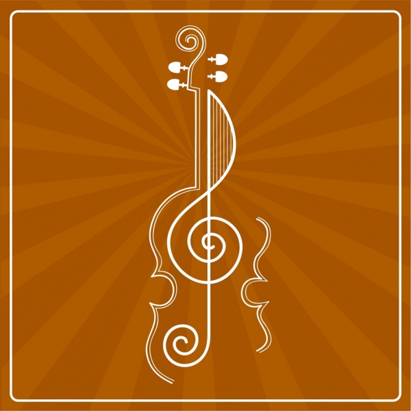 music background guitar icon brown rays decor
