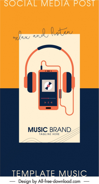 music banner template devices sketch flat design