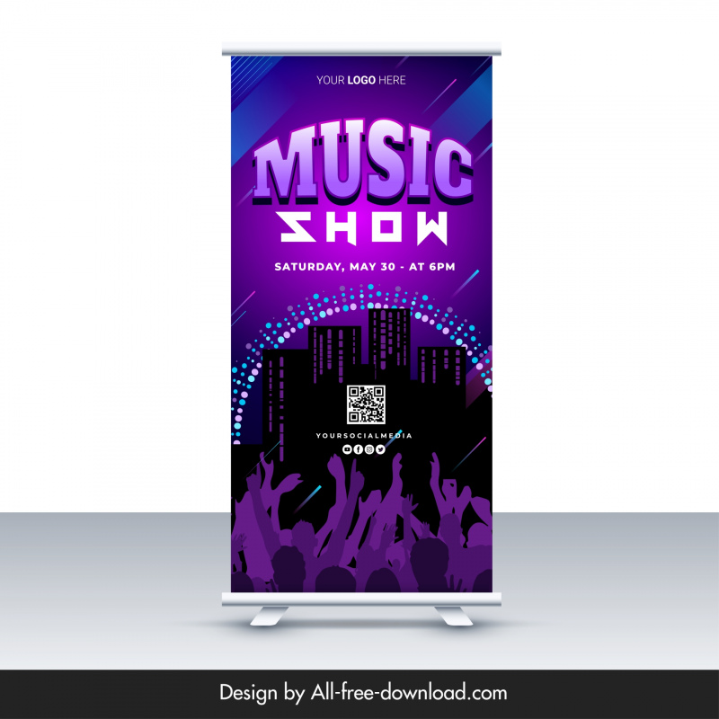 music event conference standee banner dynamic dark silhouette audience 