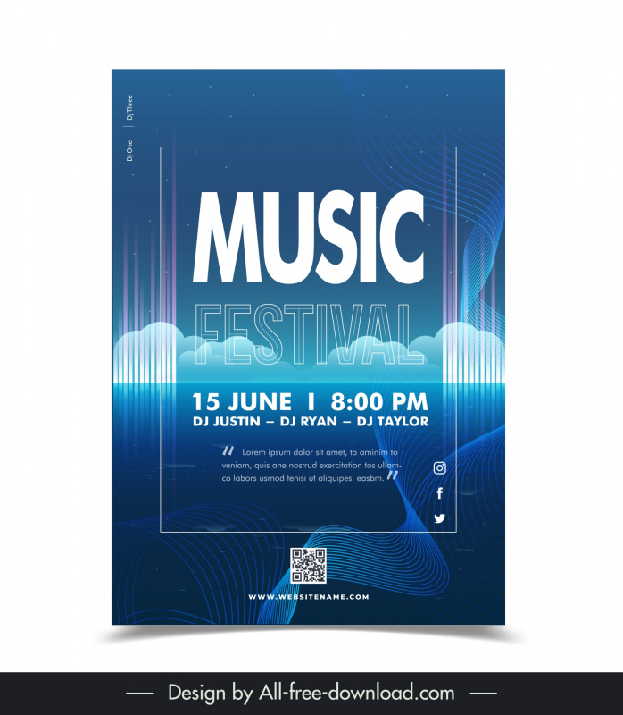 music festival poster template contrast dynamic curves