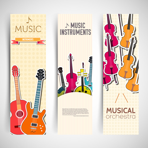 music instruments vector banner graphics