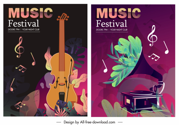 music posters templates instruments notes decor dark classic