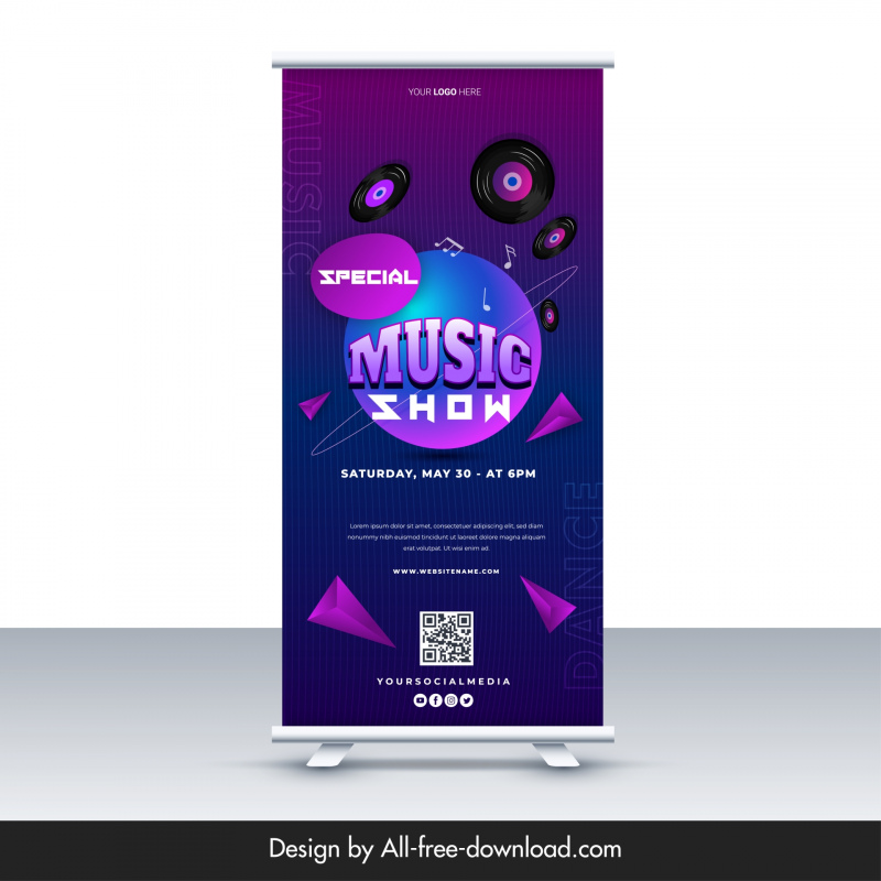 music show roll up banner dynamic disk geometry