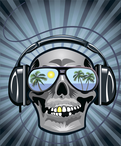 music with skull background art vector