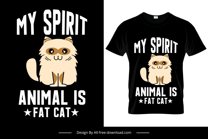 my spirit animal is fat cat quotation tshirt template cute handdrawn sketch 