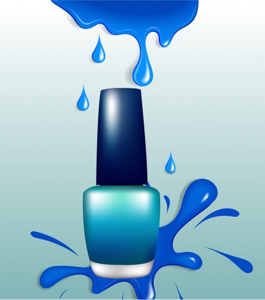 nail paint bottle icon blue splashing ornament