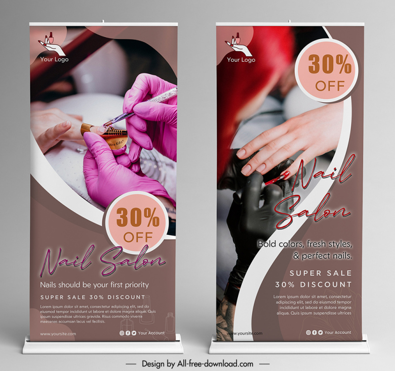  nail salon advertising templates modern realistic standee