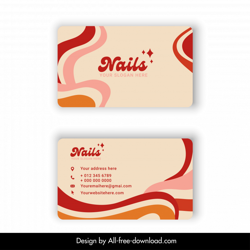 nail salon business card template classical curves