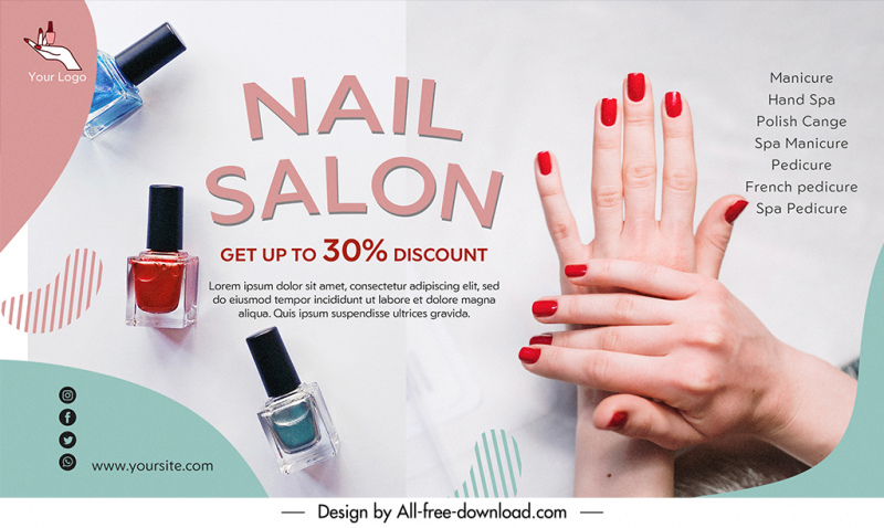 nail salon discount banner template elegant bright design 