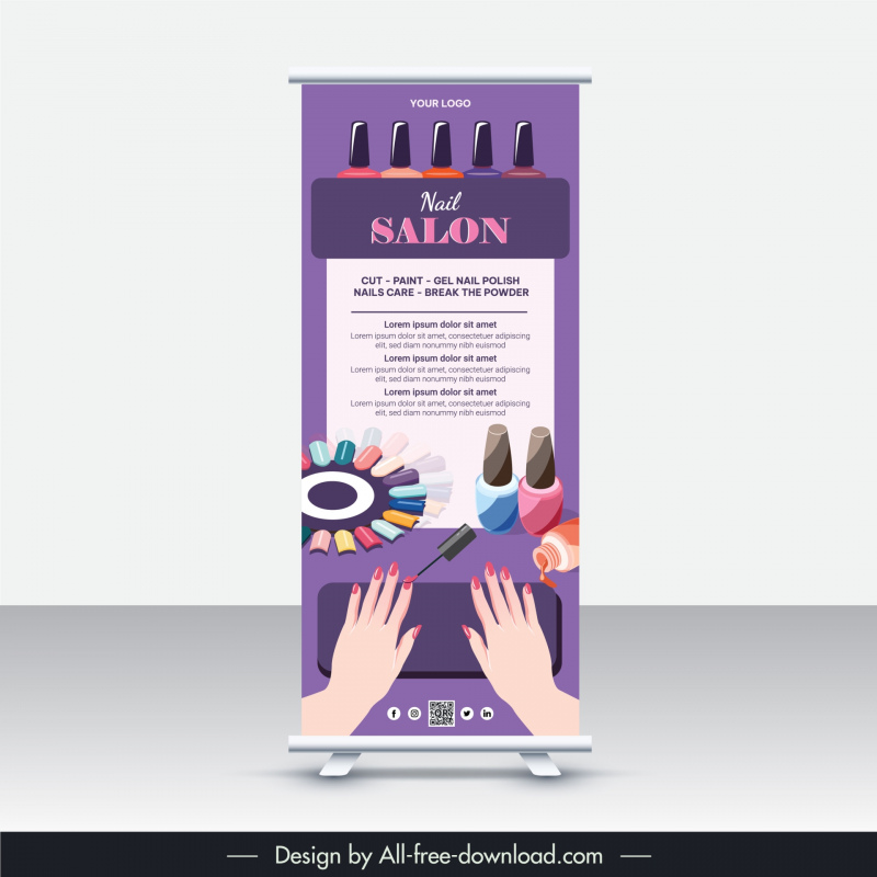 nail salon poster template standee hands nail polish