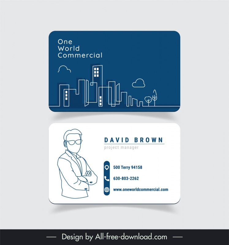 name card one world commercial for men template elegant flat contrast