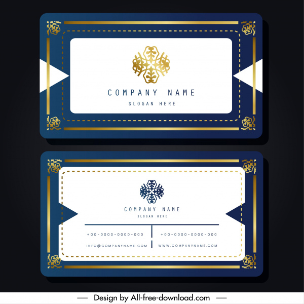 name card template elegant blue white symmetric border
