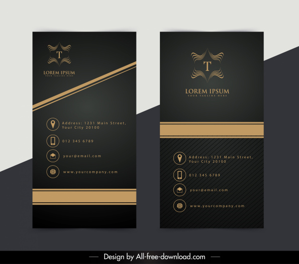 name card template elegant luxury flat black decor 