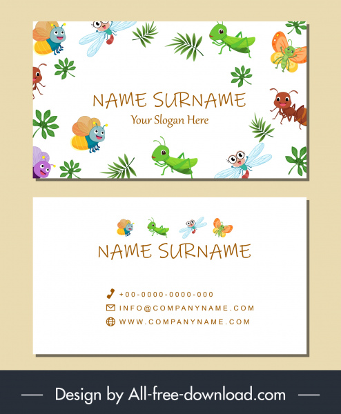 name card template nature species decor cute characters