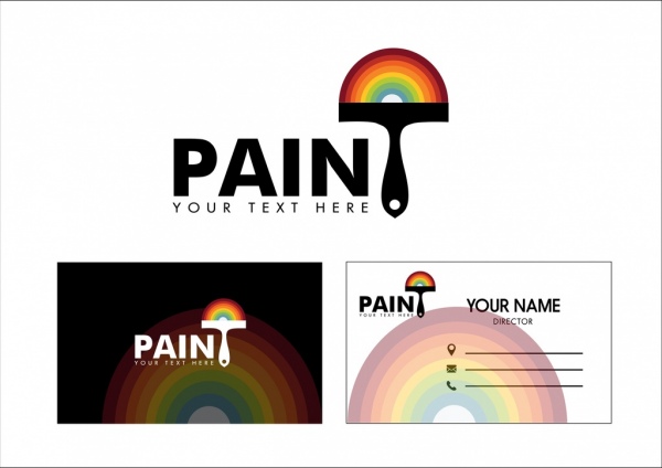 name card template paint drip icon colorful design