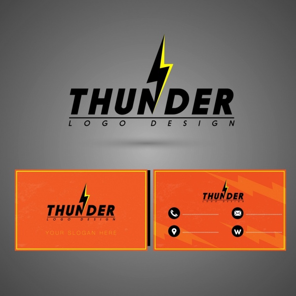 name card template thunder logo decor