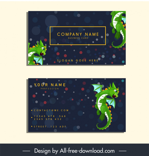name card template western dragon icon bokeh decor