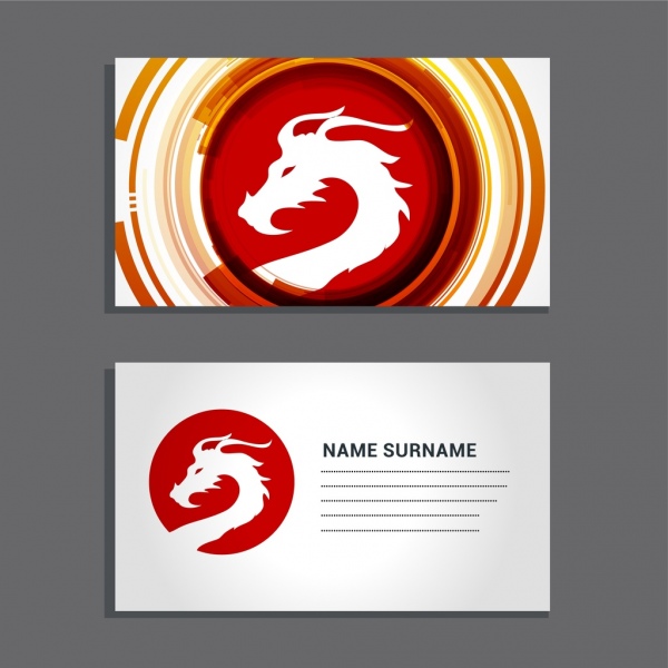 name card template white silhouette dragon icon decoration