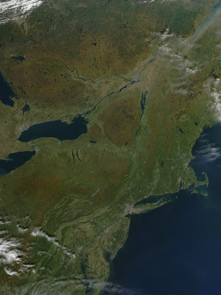 nasa satellite sees fall colors in northeastern united states and canada