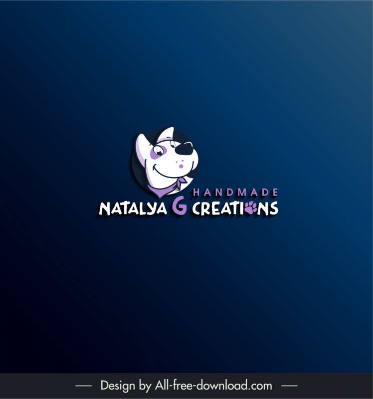 natalya g creations logo funny dog face sketch flat handdrawn