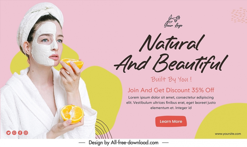natural and beauty sale banner template makeup woman face