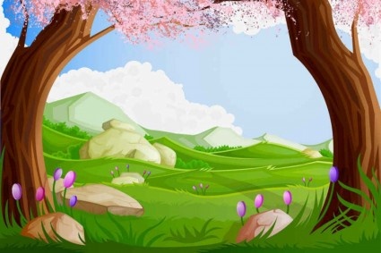natural cartoon landscapes background vector 
