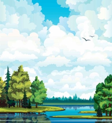 natural cartoon landscapes background vector