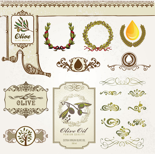 natural food labels and ornament vector