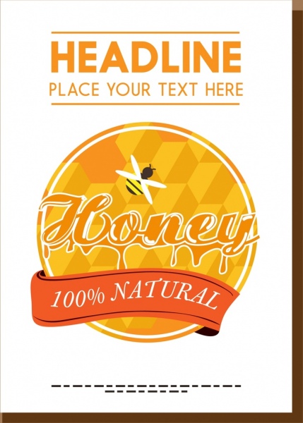 natural honey promotion banner ribbon bee comb decoration