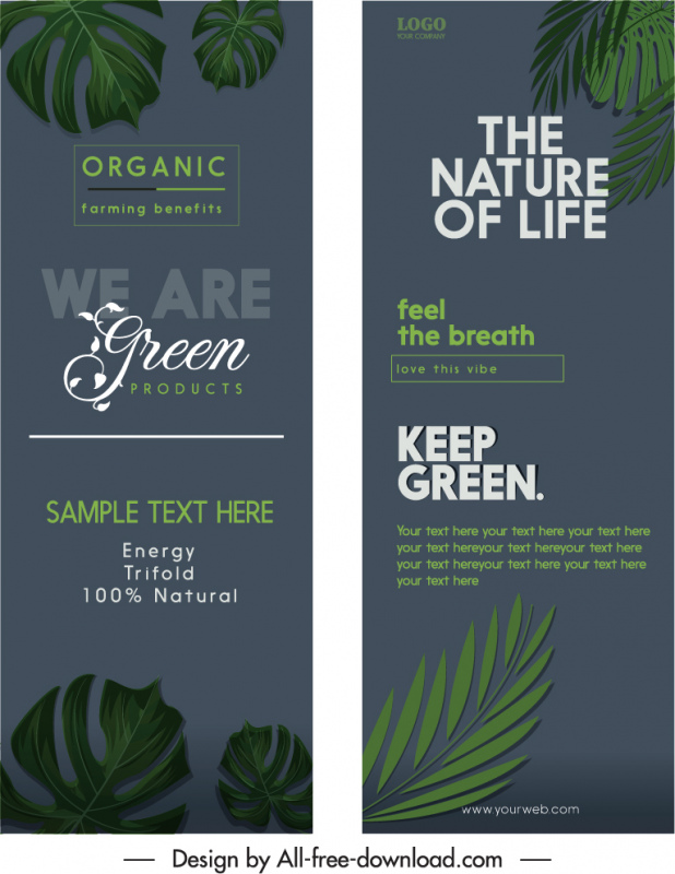 natural leaves ecological banner typography template