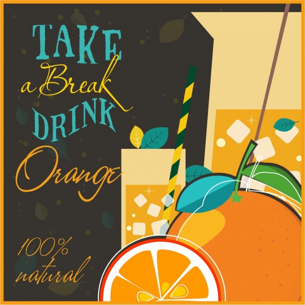 natural orange juice advertising classical calligraphic decor
