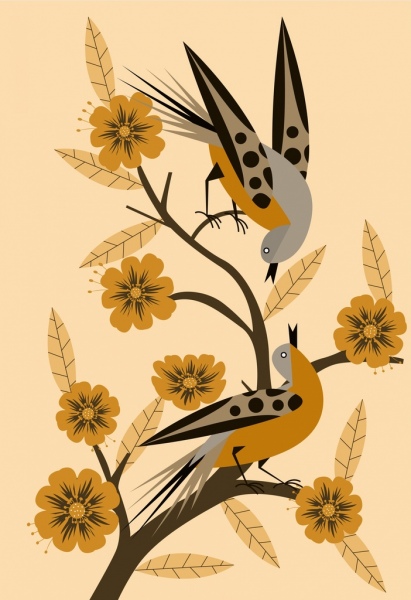 nature background birds flowers decoration classical design