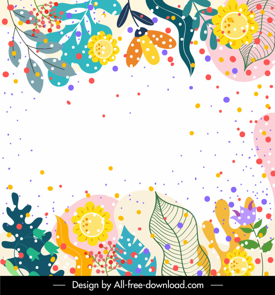 nature background colorful classic handdrawn leaves floras decor