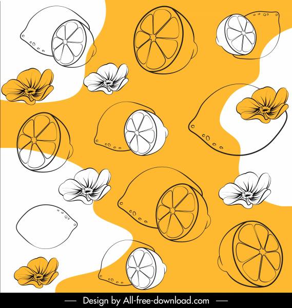 nature background handdrawn petal lemon sketch