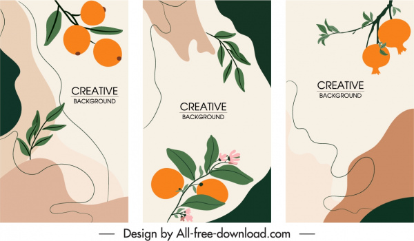 nature background templates flat handdrawn fruits sketch