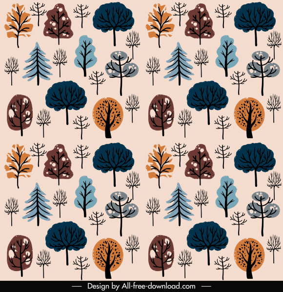nature elements pattern trees shape sketch handdrawn classic