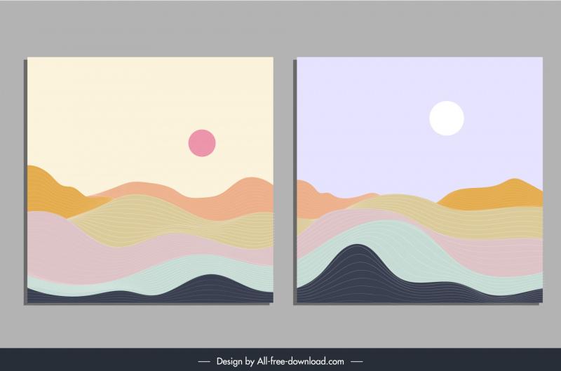nature landscape backdrop templates flat classical abstraction 